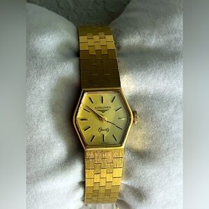 Longines Gold tone Hexagonal bangle Quartz Watch